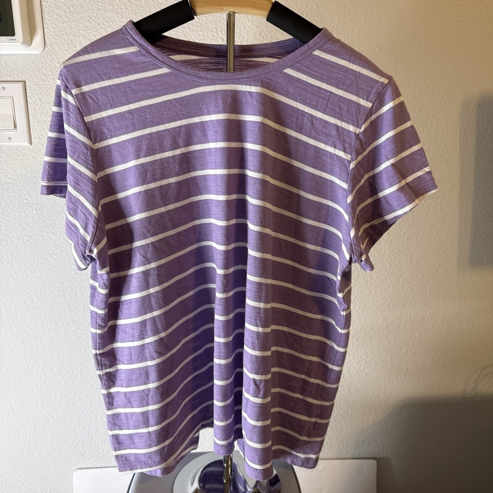 Time And Tru‎ Women's Jersey T-Shirt Purple White Striped Size 2XL (20)